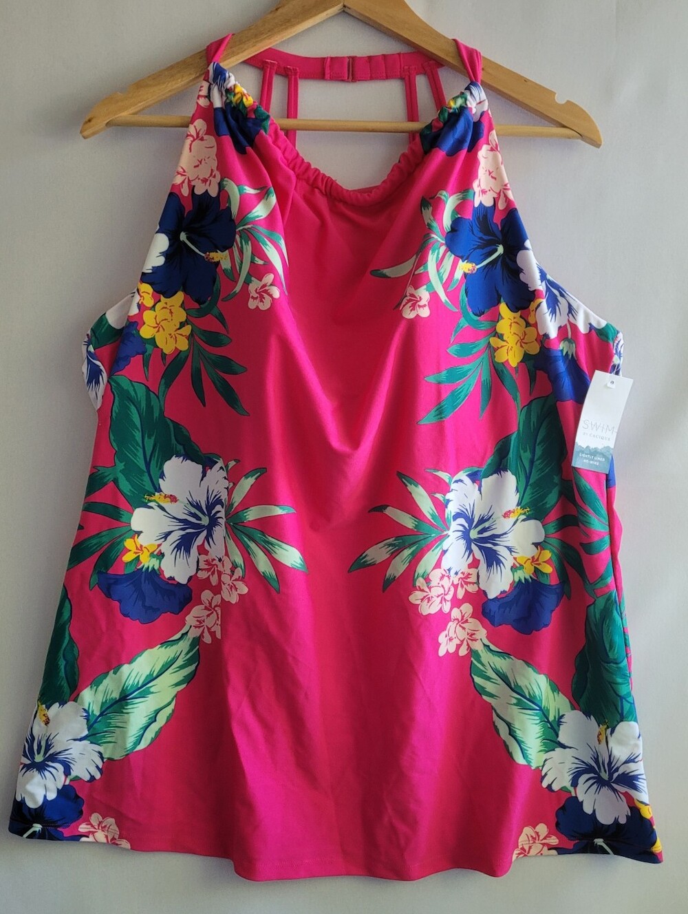 Lane Bryant Tankini Swim Top Womens 24 No Wire Floral High Neck Strappy NWT 3X